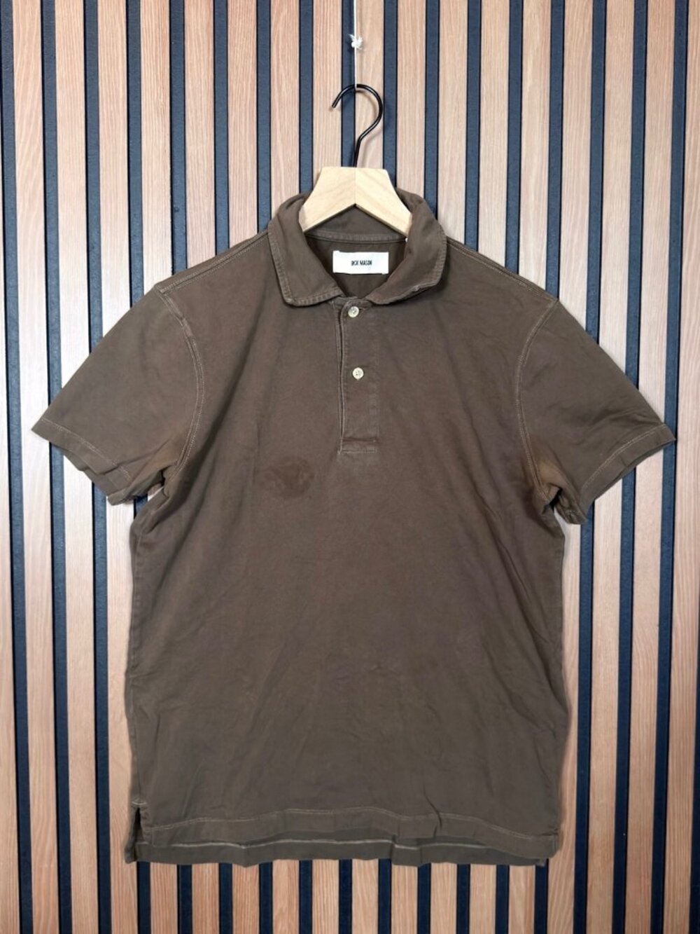 Buck Mason Polo Shirt Small Mens Brown Short Sleeve Collared 100% Cotton *READ